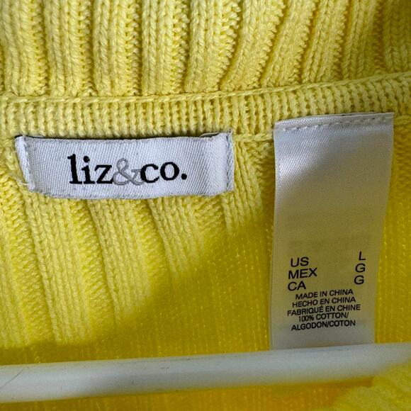 Vintage Y2K Cotton Yellow Ribbed Zip Sweater Size Large - Picture 5 of 6